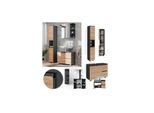 Vicco BadmöBelset J-Shape Anthrazit Eiche Modern Badezimmer Schrank Badschrank Waschtischunterschrank Spiegelschrank Hochschrank SchranktüR Schrankschublade Schrankfach Ablage Aufbewahrung