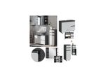 Vicco BadmöBelset J-Shape Anthrazit Weiß Modern Badezimmer Schrank Badschrank Waschtischunterschrank Spiegelschrank Midischrank SchranktüR Schrankschublade Schrankfach Ablage Aufbewahrung