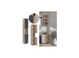 Vicco Hochschrank Badschrank BadezimmermöBel J-Shape Sonoma Anthrazit Modern 30X190Cm Badezimmer Schrank BadmöBel SchranktüR Schrankfach Aufbewahrung Ablage