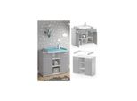 Vicco Wickelkommode Wickeltisch Wickelregal Leonie Mit Wickelaufsatz Weiß/Grau