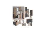 Vicco BadmöBelset J-Shape Sonoma Anthrazit Modern Badezimmer Schrank Badschrank Waschtischunterschrank Spiegelschrank Midischrank Hochschrank SchranktüR Schrankschublade Schrankfach Ablage Aufbewahrung