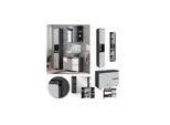 Vicco BadmöBelset J-Shape Anthrazit Weiß Modern Badezimmer Schrank Badschrank Waschtischunterschrank Spiegelschrank Hochschrank SchranktüR Schrankschublade Schrankfach Ablage Aufbewahrung
