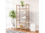 Casaria Scaffale Da Bagno In Legno 5 Ripiani Mobiletto Da Cantina 135,5 X 58 X 27 Cm Libreria Salvaspazio Portaoggetti