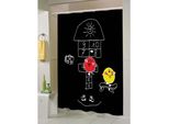 Msv Tenda Da Doccia Premium In Tessuto Antimuffa - Antibatterica, Lavabile, 100% Impermeabile, Con 12 Anelli Per Tenda Da Doccia - Poliestere, "Children Black"" 180X200Cm"