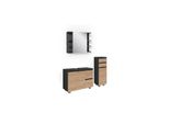 Vicco BadmöBelset J-Shape Anthrazit Eiche Modern Badezimmer Schrank Badschrank Waschtischunterschrank Spiegelschrank Midischrank SchranktüR Schrankschublade Schrankfach Ablage Aufbewahrung