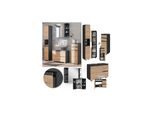 Vicco BadmöBelset J-Shape Anthrazit Eiche Modern Badezimmer Schrank Badschrank Waschtischunterschrank Spiegelschrank Midischrank Hochschrank SchranktüR Schrankschublade Schrankfach Ablage Aufbewahrung