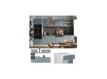 Vicco Küchenzeile R-Line Solid Weiß Blau Grau 300 cm modern Küchenschränke Küchenmöbel