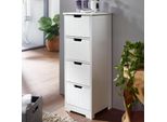 Badschrank Landhaus Badezimmerschrank Holz Weiß Schubladen Beistellschrank Klein
