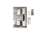Vicco Badschrank Aquis Weiß Eiche Midischrank Bad Schrank Badregal Badezimmer
