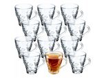 Teegläser, 12er Set, Gläser mit Griff, Wassergläser, Saftgläser, Glastassen, Gläserset für Tee - Kadax