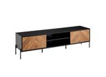 Tv-Board Kommode 160Cm Mdf Eiche Schwarz Dekor Design Lowboard Mit 2 TüRen Fernsehschrank