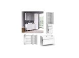 Vicco BadmöBel-Set Sola Weiß Matt, Moderne Serie, Badezimmer, Dekorative Front Waschtischunterschrank Spiegelschrank Hochschrank