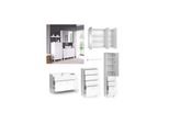 Vicco BadmöBel-Set Sola Weiß Matt, Moderne Serie, Badezimmer, Dekorative Front Waschtischunterschrank Spiegelschrank Midischrank Hochschrank