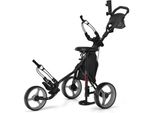Costway - Golf Trolley, 3 Rad Golftrolley, Golfwagen Golf klappbar, Golfcaddy Golf Push Cart aus Aluminum, Golfcaddy mit Schirmhalter,
