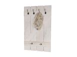 Wandgarderobe MCW-D13, Garderobe Garderobenpaneel, 6 Haken 91X60Cm ~ Shabby-Weiß
