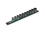 9607 Nuss-Magnetleiste B Impaktor 1 SteckschlüSseleinsatz-Satz 3/8" Schwarz/GrüN, 10-Teilig, FüR Schlagschrauber"