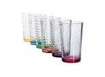 astor24 Gläser-Set 6 x bunte Trinkkgläser Kindergläser Wassergläser, Glas