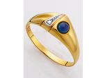 Fingerring LADY Gr. 20, blau, Fingerringe, Damen, 20, Metall-Gold, Metall, Gold