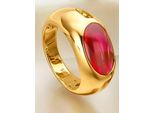 Fingerring LADY Gr. 16, rot, Fingerringe, Damen, 16, Glas-Gold-Metall, Glas, Gold, Metall