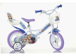 Kinderfahrrad DINO Snow Queen Eiskönigin 12 Zoll Gr. 21, weiß, Fahrräder, Kinder, 21cm, 12 Zoll (30,48cm), mit Stützrädern, Korb und Puppensitz