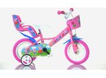 Kinderfahrrad DINO Peppa Wutz Pig 12 Zoll Gr. 21, lila (pink), Fahrräder, Kinder, 21cm, 12 Zoll (30,48cm), mit Stützrädern, Korb und Puppensitz