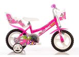 Kinderfahrrad DINO Mädchenfahrrad 12 Zoll, pink, Fahrräder, Kinder, 22cm, 12 Zoll (30,48cm), mit Stützrädern, Korb und Puppensitz