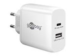USB-C Dual-SchnellladegeräT, Pd, Gan, 65 Watt Weiß, 1X USB-C, 1X USB-A, Power Delivery