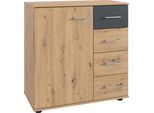 Kombikommode Wimex "Taiga", Grau (Artisan Eiche Nachbildung, Graphit), B:81Cm H:83Cm T:41Cm, Holzwerkstoff, Sideboards, Kombikommode, 1 TüRig Und 4 Schubladen