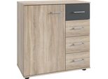 Kombikommode Wimex "Taiga", Grau (Eiche SäGerau Nachbildung, Graphit), B:81Cm H:83Cm T:41Cm, Holzwerkstoff, Sideboards, Kombikommode, 1 TüRig Und 4 Schubladen