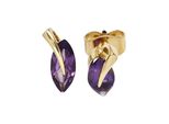 Paar Ohrstecker Jobo, Gelb (Gelbgold 585), Ohrringe, Damen, Gelbgold 585, 585 Gold Mit Amethyst