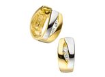 Paar Creolen Jobo "Ohrringe Mit Zirkonia", Silber (Silber 925), Ohrringe, Damen, Silber 925 (Sterlingsilber), 925 Silber Bicolor Vergoldet