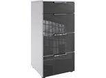 Schubkastenkommode Wimex "Level36 C By Fresh To Go", Weiß (Weiß, Glas Grau), B:41Cm H:84Cm T:41Cm, Holzwerkstoff, Sideboards, Mit Glaselementen Auf Der Front, Soft-Close Funktion, 41Cm Breit