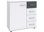 Kombikommode Wimex "Taiga", Weiß (Weiß, Graphit), B:81Cm H:83Cm T:41Cm, Holzwerkstoff, Sideboards, Kombikommode, 1 TüRig Und 4 Schubladen