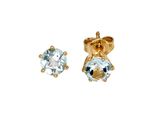 Paar Ohrstecker Jobo, Gelb (Gelbgold 585), Ohrringe, Damen, 5,4Mm, Gelbgold 585, Rund 585 Gold Mit Aquamarin