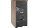 Schubkastenkommode wimex "Level36 C By Fresh To Go", Grau (Plankeneiche Nachbildung, Glas Grau), B:41Cm H:84Cm T:41Cm, Holzwerkstoff, Sideboards, Mit Glaselementen Auf Der Front, Soft-Close Funktion, 41Cm Breit