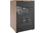 Nachtkommode Wimex "Level36 C By Fresh To Go", Grau (Plankeneiche Nachbildung, Glas Grau), B:41Cm H:61Cm T:41Cm, Holzwerkstoff, Sideboards, Mit Glaselementen Auf Der Front, Soft-Close Funktion, 41Cm Breit