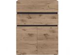 Midischrank Home Affaire "Wisla", Braun (Wiking Eiche), B:76Cm H:98Cm T:35Cm, Holzwerkstoff, SchräNke, Midischrank, HöHe 98 Cm, Mit TüRen & Schubkasten