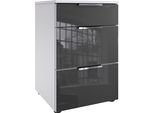 Nachtkommode wimex "Level36 C By Fresh To Go", Weiß (Weiß, Glas Grau), B:41Cm H:61Cm T:41Cm, Holzwerkstoff, Sideboards, Mit Glaselementen Auf Der Front, Soft-Close Funktion, 41Cm Breit