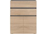 Midischrank Home Affaire "Wisla", Grau (Anthrazit, Eichefarben Sonoma), B:76Cm H:98Cm T:35Cm, Holzwerkstoff, SchräNke, Midischrank, HöHe 98 Cm, Mit TüRen & Schubkasten