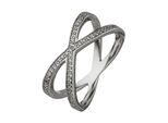 Fingerring JOBO X-Ring Gr. 58, silber (silber 925, weiß), Fingerringe, Damen, 58, Silber 925 (Sterlingsilber), 925 Silber mit 49 Zirkonia