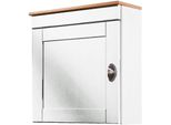 HäNgeschrank Home Affaire "Oslo", Gelb (Cremefarben, Honigfarben), B:50Cm H:55Cm T:29Cm, Massivholz, SchräNke, HäNgeschrank, 50 Cm Breit, Aus Massiver Kiefer, 1 TüR, Metallgriff, Landhaus-Optik