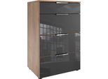 Schubkastenkommode Wimex "Level36 C By Fresh To Go", Grau (Plankeneiche Nachbildung, Glas Grau), B:54Cm H:84Cm T:41Cm, Holzwerkstoff, Sideboards, Mit Glaselementen Auf Der Front, Soft-Close Funktion, 54Cm Breit