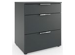 Nachtkommode Wimex "Level By Fresh To Go", Grau (Graphit), B:54Cm H:61Cm T:41Cm, Holzwerkstoff, Sideboards, 3 Schubladen Mit Soft-Close Funktion, 54Cm Breit, 61Cm Hoch