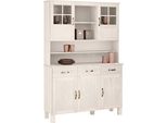 KüChenbuffet Home Affaire "Alby", Weiß, B:125Cm H:185Cm T:38Cm, Massivholz, SchräNke, Breite 125 Cm, 2 GlastüRen, 2 Schubladen