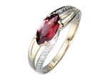 Diamantring Jobo Gr. 52, Gelb (Gelbgold 585), Fingerringe, Damen, 52, P1 = Bei 10-Facher VergrößErung Erkennbare EinschlüSse, Diamanten Gelbgold 585, Diamanten, Gelbgold 585, Diamantring, 585 Gold Bicolor Mit Granat Und 2 Diamanten