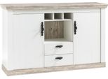 Sideboard Home Affaire "Florenz", Weiß (Pinie Weiß), B:168Cm H:104Cm T:44Cm, Sideboards, Sideboard, Im Romantischen Landhaus-Look, Breite 168 Cm