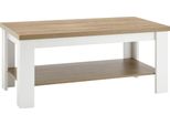 Couchtisch Home Affaire "Beauvais", Weiß (Weiß Pinie, Applikation Eichefarben Dekor), B:120Cm H:50Cm T:60Cm, Tische, Eckige Couchtische Holz-Couchtische Couchtisch, Breite Ca. 120 Cm