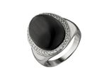 Fingerring Jobo Gr. 52, Schwarz, Fingerringe, Damen, 52, Silber 925 (Sterlingsilber), Fingerring, 925 Silber Mit Mondstein-Imitation Und 38 Zirkonia