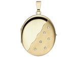 MedallionanhäNger Jobo "AnhäNger Medaillon Oval", Gelb (Gelbgold 585), SchmuckanhäNger, Damen, Si = Kleine EinschlüSse, Diamanten Gelbgold 585, Diamanten, Gelbgold 585, 585 Gold Mit 6 Diamanten