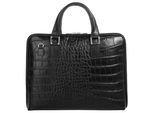 Aktentasche CLUTY, Damen, Gr. B/H/T: 30cm x 25cm x 5cm onesize, schwarz, Leder, glänzend, Taschen, echt Leder, Made in Italy